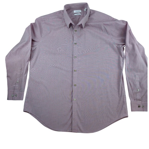 Calvin Klein Steel+ XL 17 1/2 34/35 Slim Fit Stretch Non-Iron Long Sleeve Shirt - Picture 1 of 8
